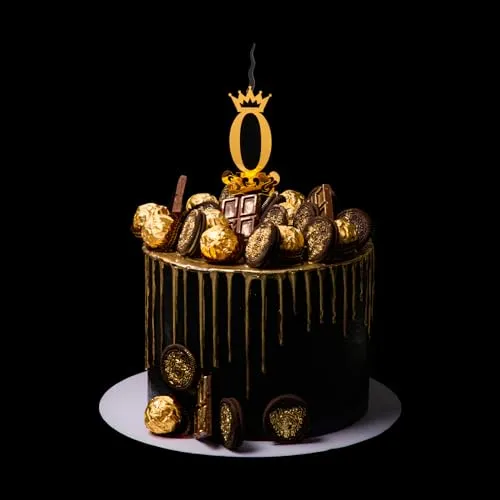 Food Safe Premium Candle Cake Topper for Birthday, Anniversary, and Custom Party Celebrations in Letters - Gold (Lettter O)