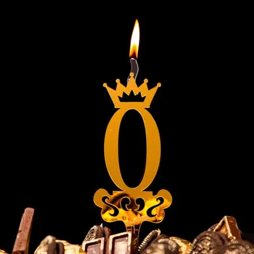 Food Safe Premium Candle Cake Topper for Birthday, Anniversary, and Custom Party Celebrations in Letters - Gold (Lettter O)