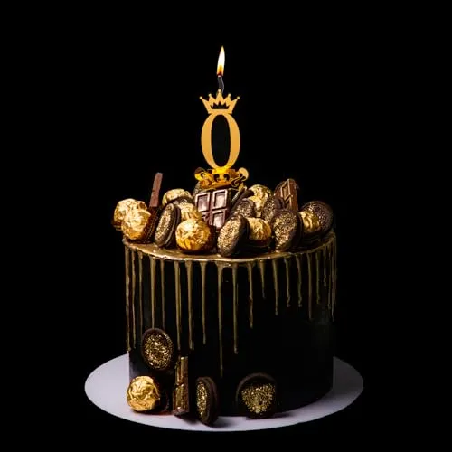 Food Safe Premium Candle Cake Topper for Birthday, Anniversary, and Custom Party Celebrations in Letters - Gold (Lettter O)