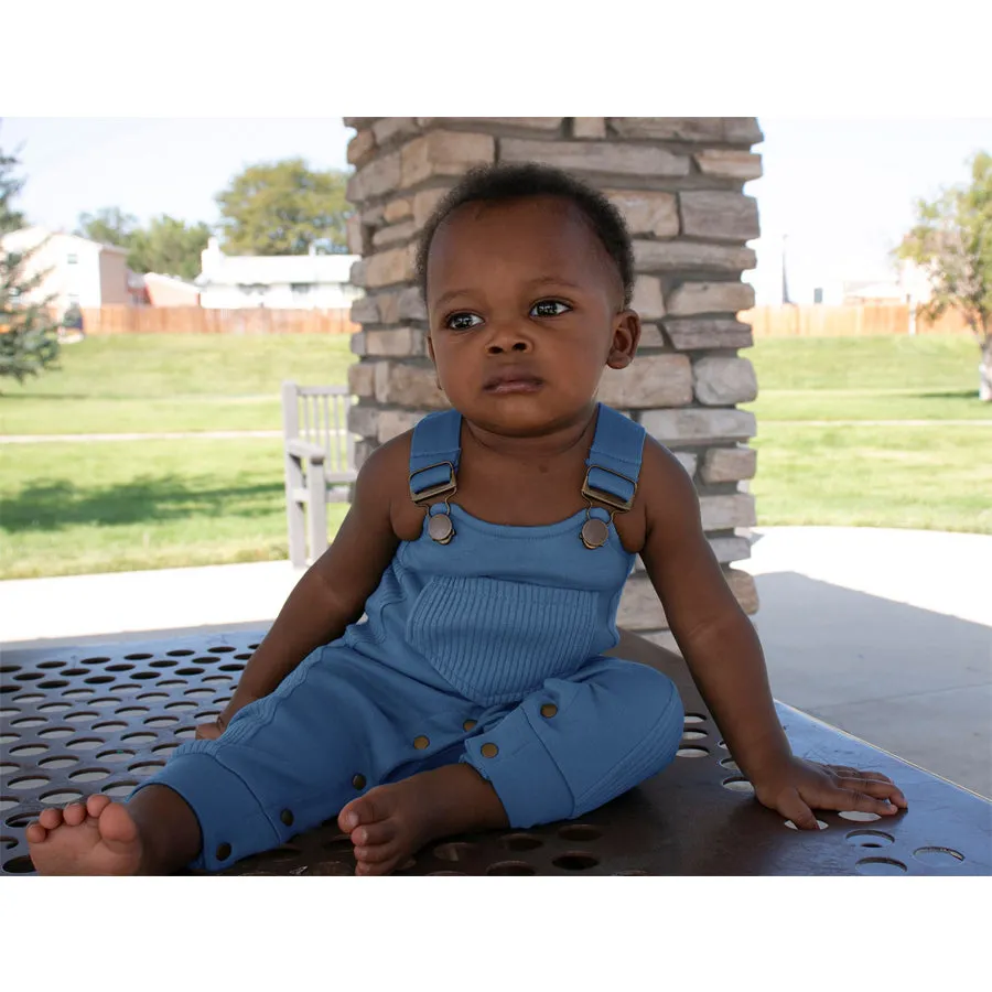 Footless Ribbed Overall in Sky