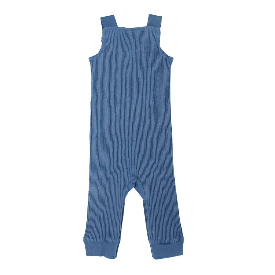 Footless Ribbed Overall in Sky