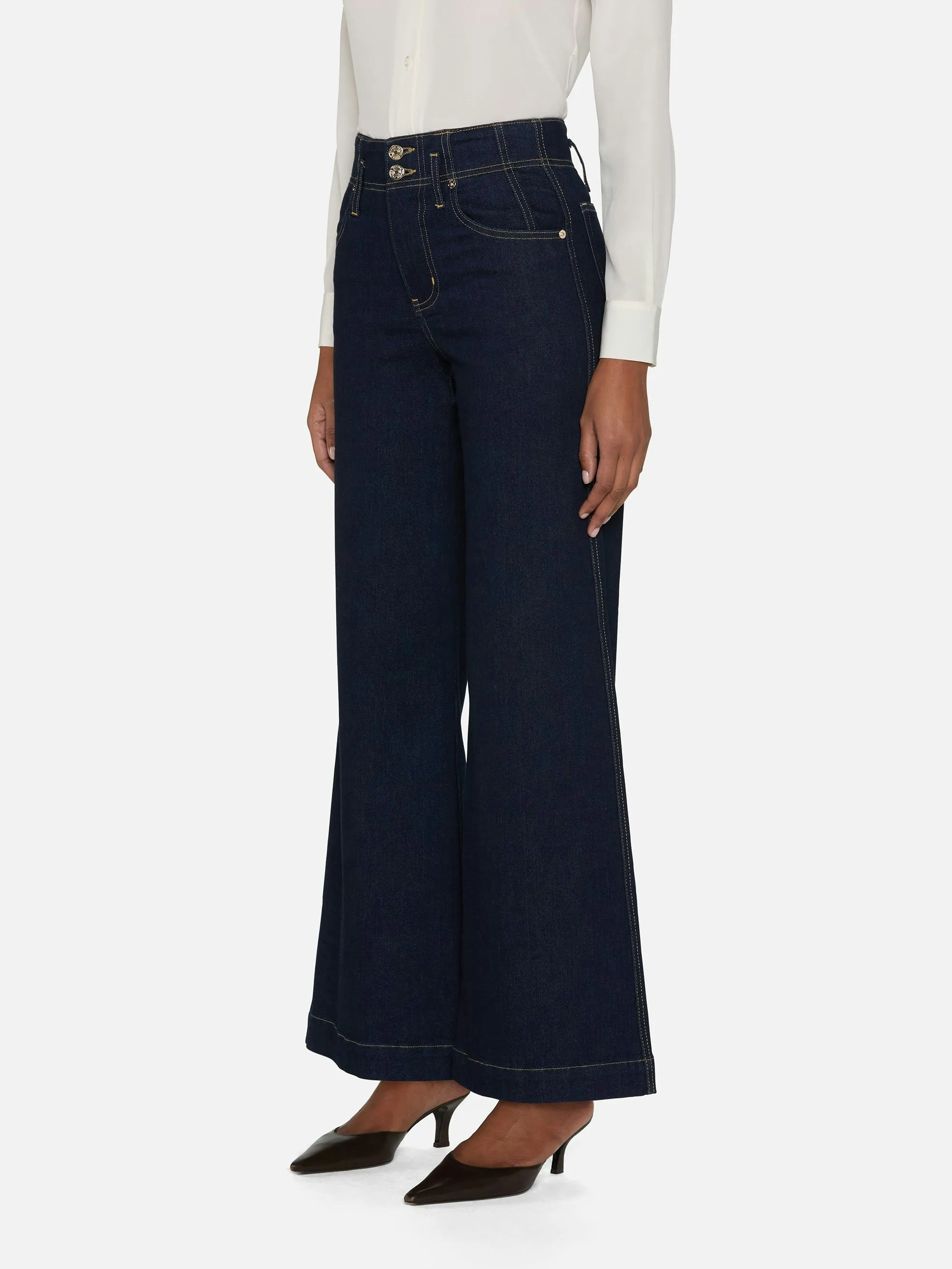 Frame The Seamed Wide Trouser in Rinse
