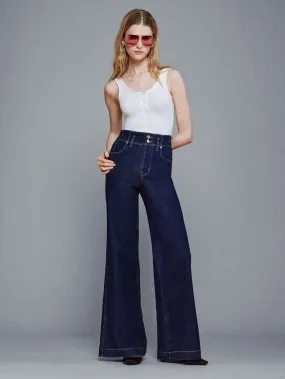 Frame The Seamed Wide Trouser in Rinse