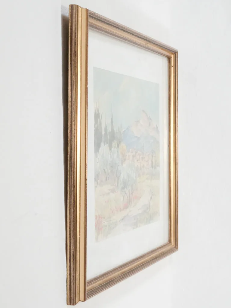 Framed Watercolor of the Village of Eyguières by R. Dumax 14¼" x 17¾"