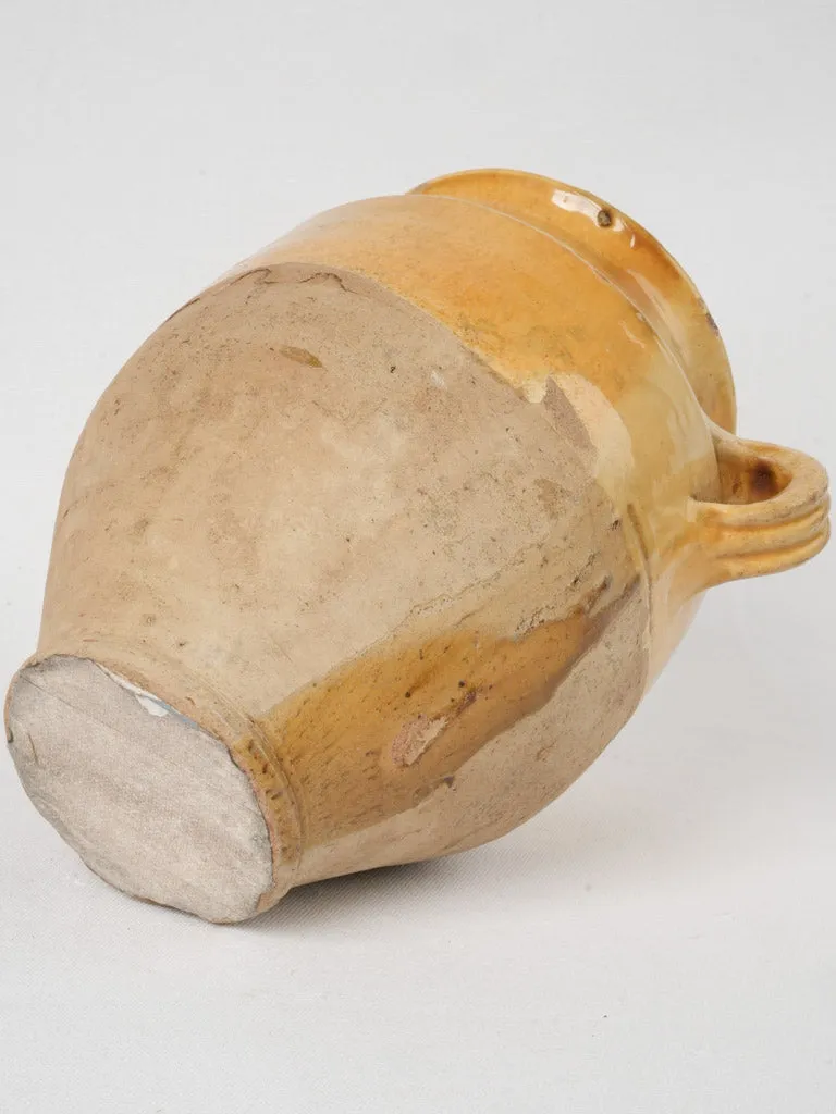 French Terracotta Confit Pot w/ Yellow Glaze - 11"