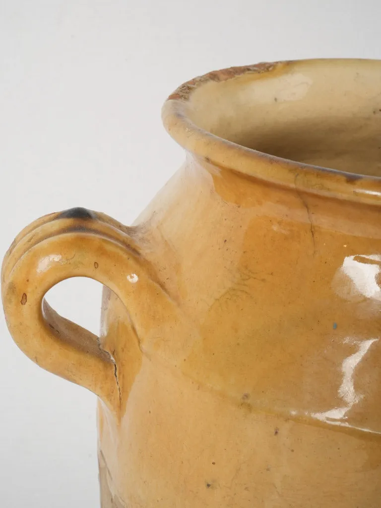 French Terracotta Confit Pot w/ Yellow Glaze - 11"