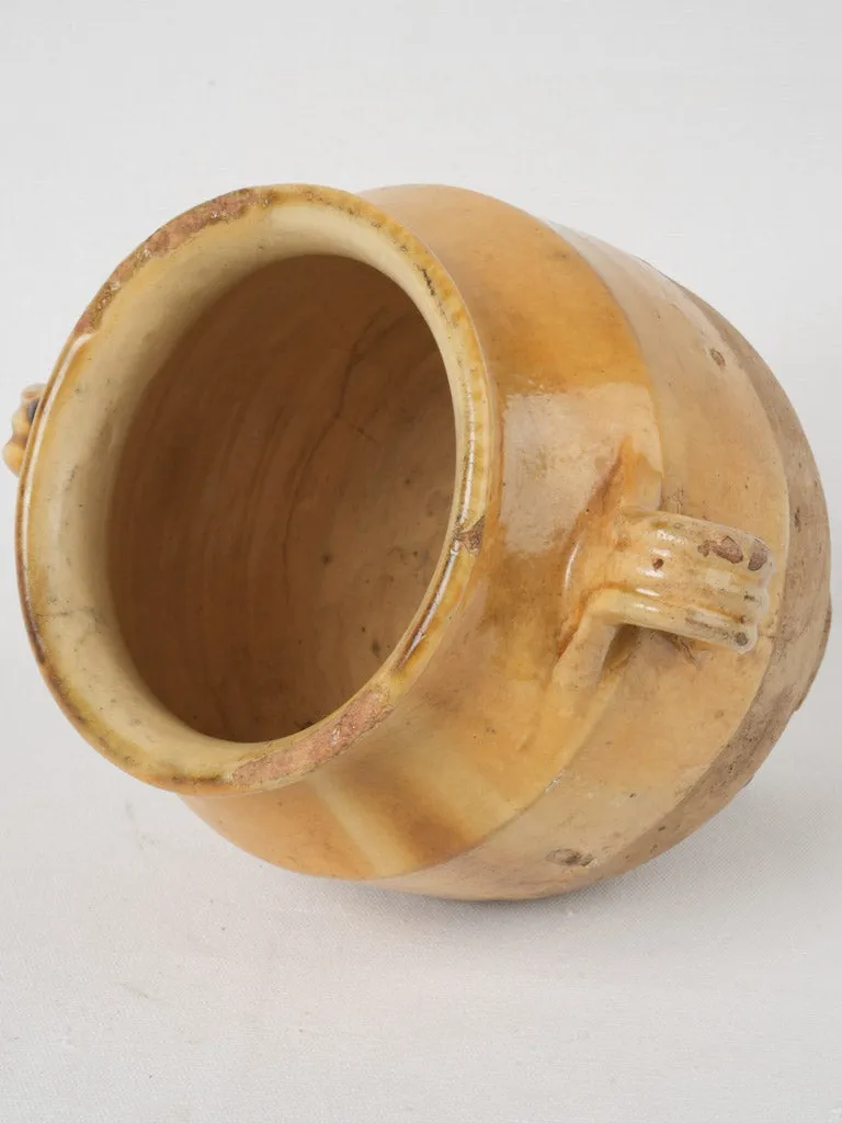 French Terracotta Confit Pot w/ Yellow Glaze - 11"
