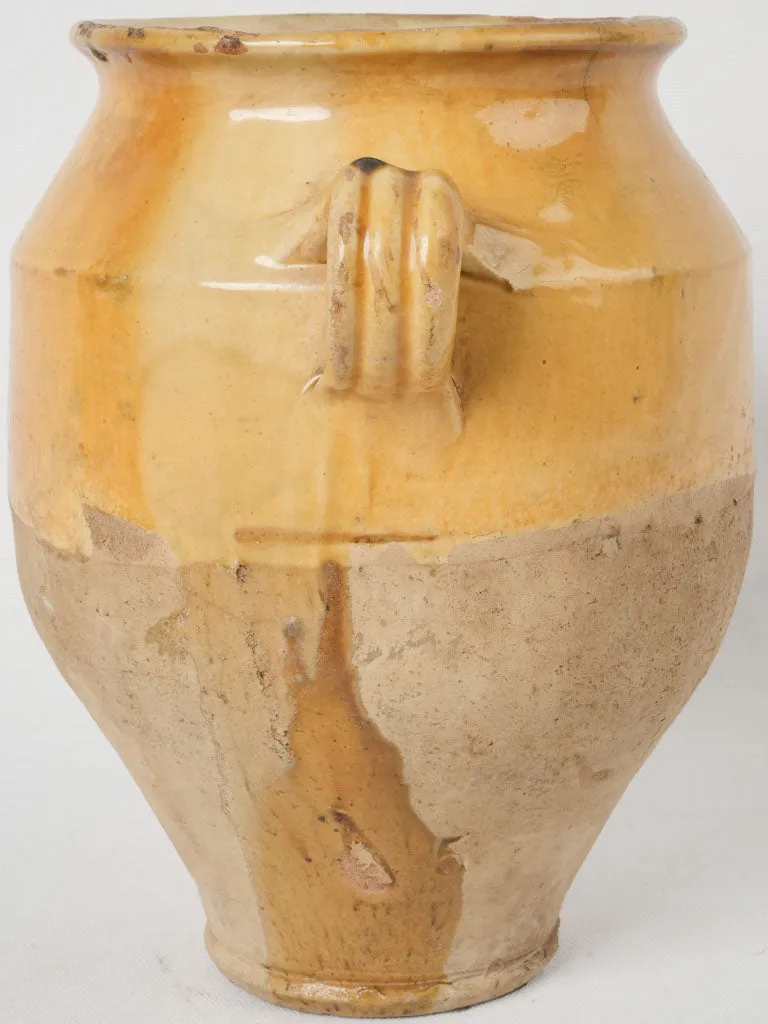 French Terracotta Confit Pot w/ Yellow Glaze - 11"