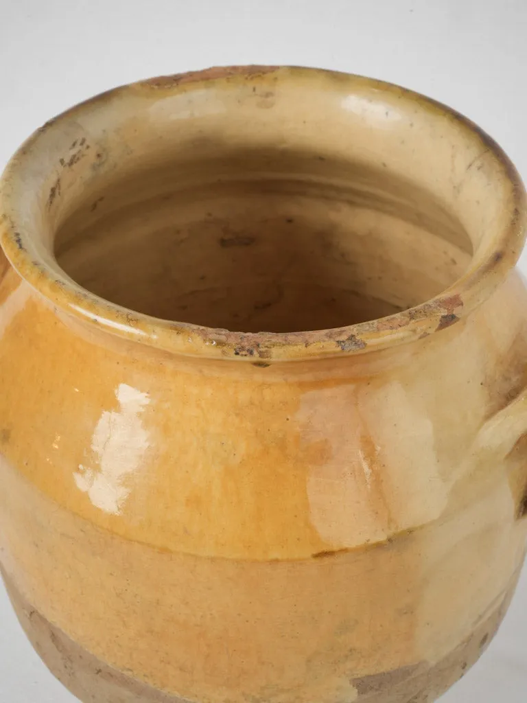 French Terracotta Confit Pot w/ Yellow Glaze - 11"