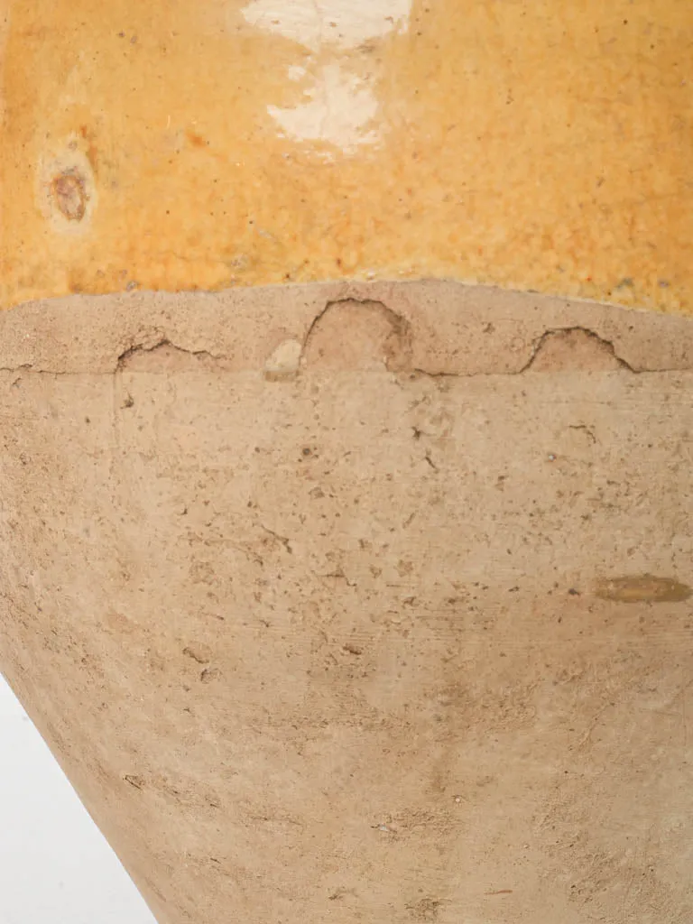 French Terracotta Confit Pot w/ Yellow Glaze - 11"