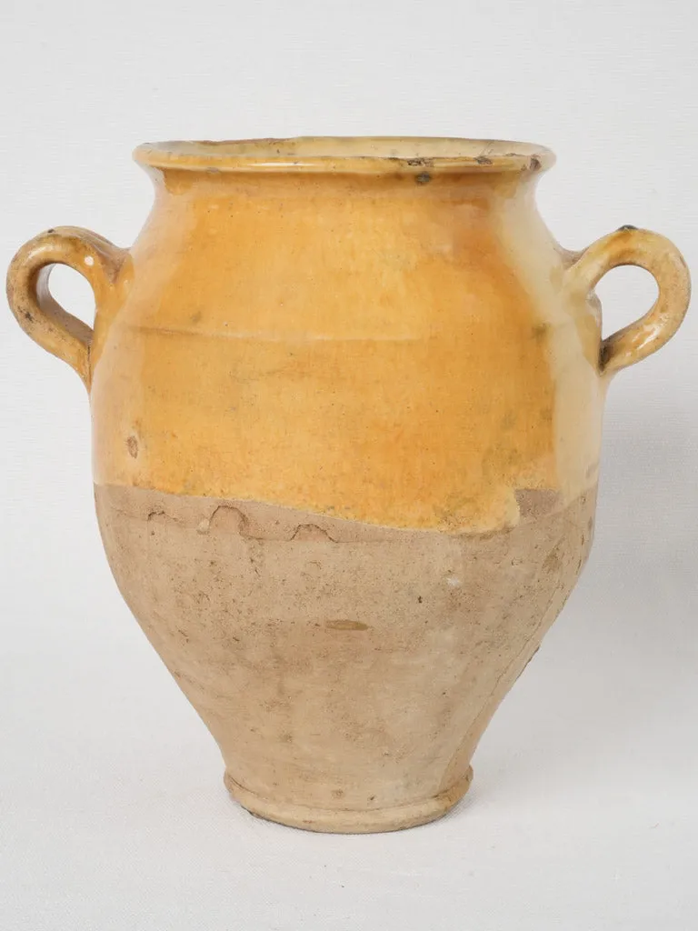 French Terracotta Confit Pot w/ Yellow Glaze - 11"