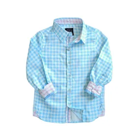 Gingham Blue Shirt in Long Sleeves