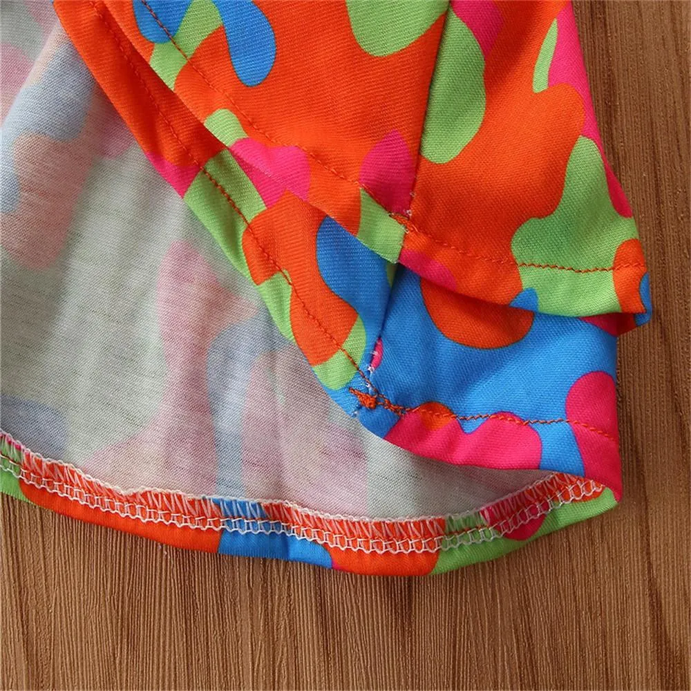 Girls Solid Long Sleeve Jumper & Printed Suspenders Flared Pants Wholesale