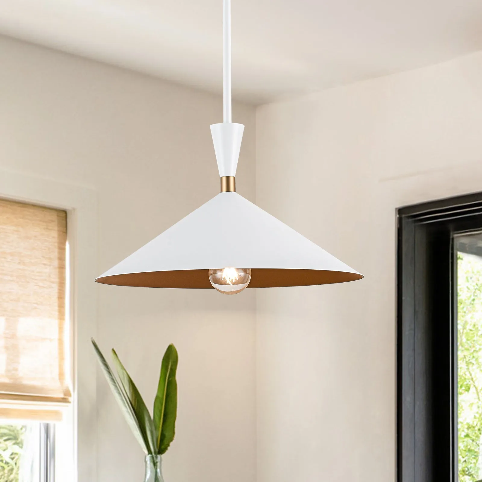 Glowlings 1-Light Modern 15"Wide Metal Cone Dome Pendant Light