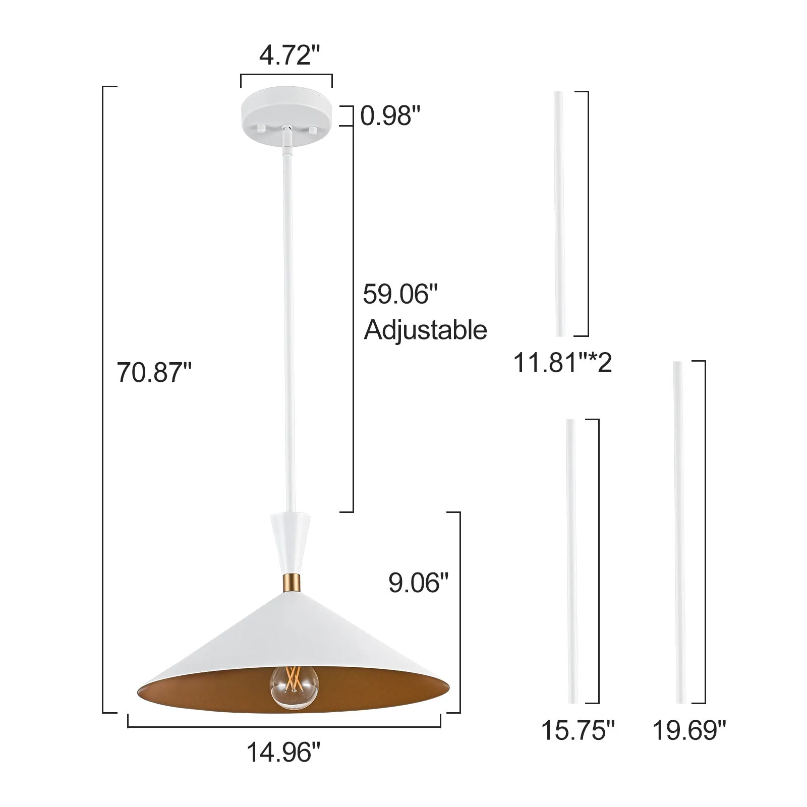 Glowlings 1-Light Modern 15"Wide Metal Cone Dome Pendant Light