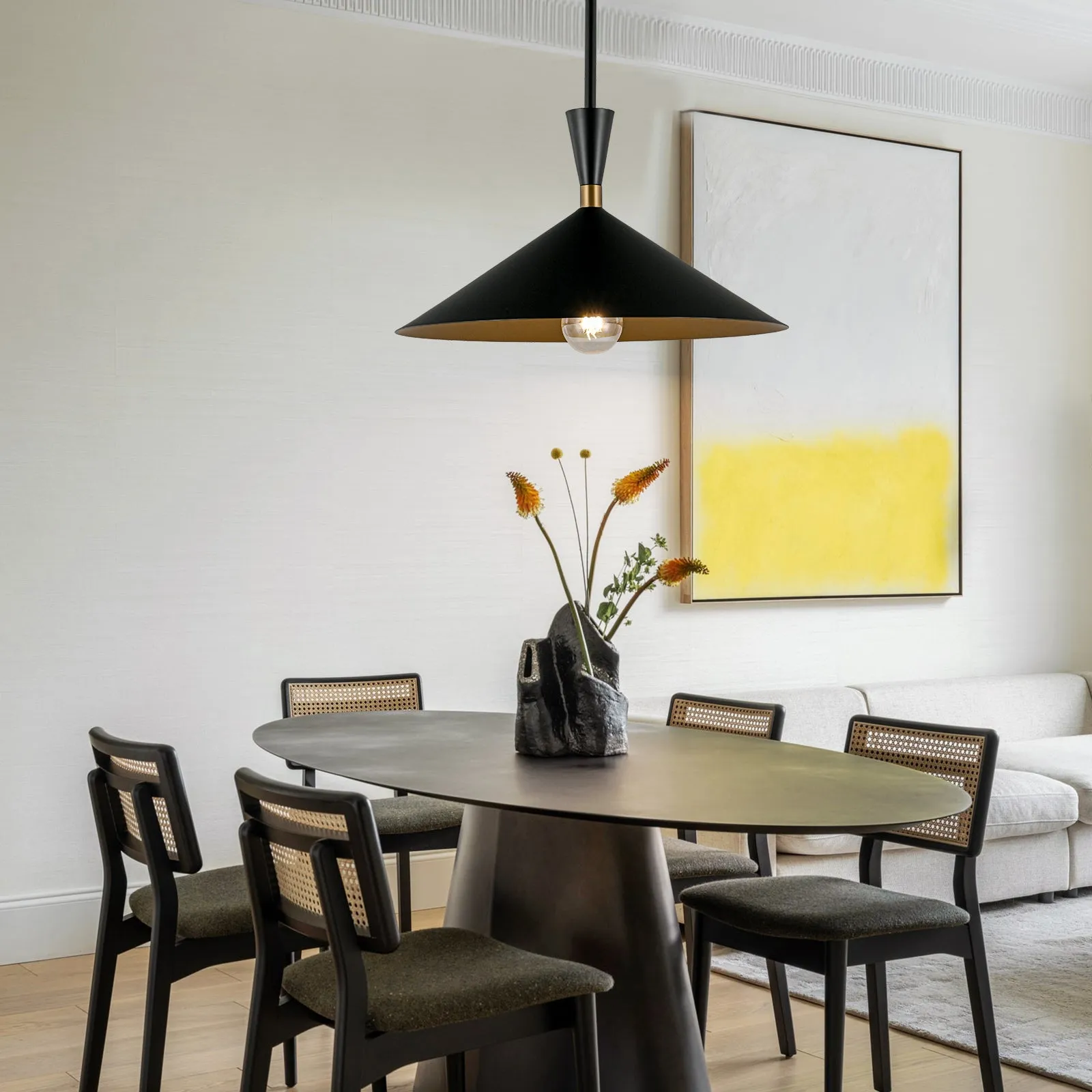 Glowlings 1-Light Modern 15"Wide Metal Cone Dome Pendant Light