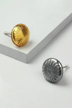 Gold and Grey Wheel Round Glass Door Knobs