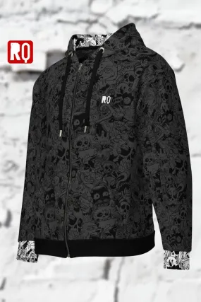 Graffiti doodle art unisex hoodie, dark and stylish zipper hoodie