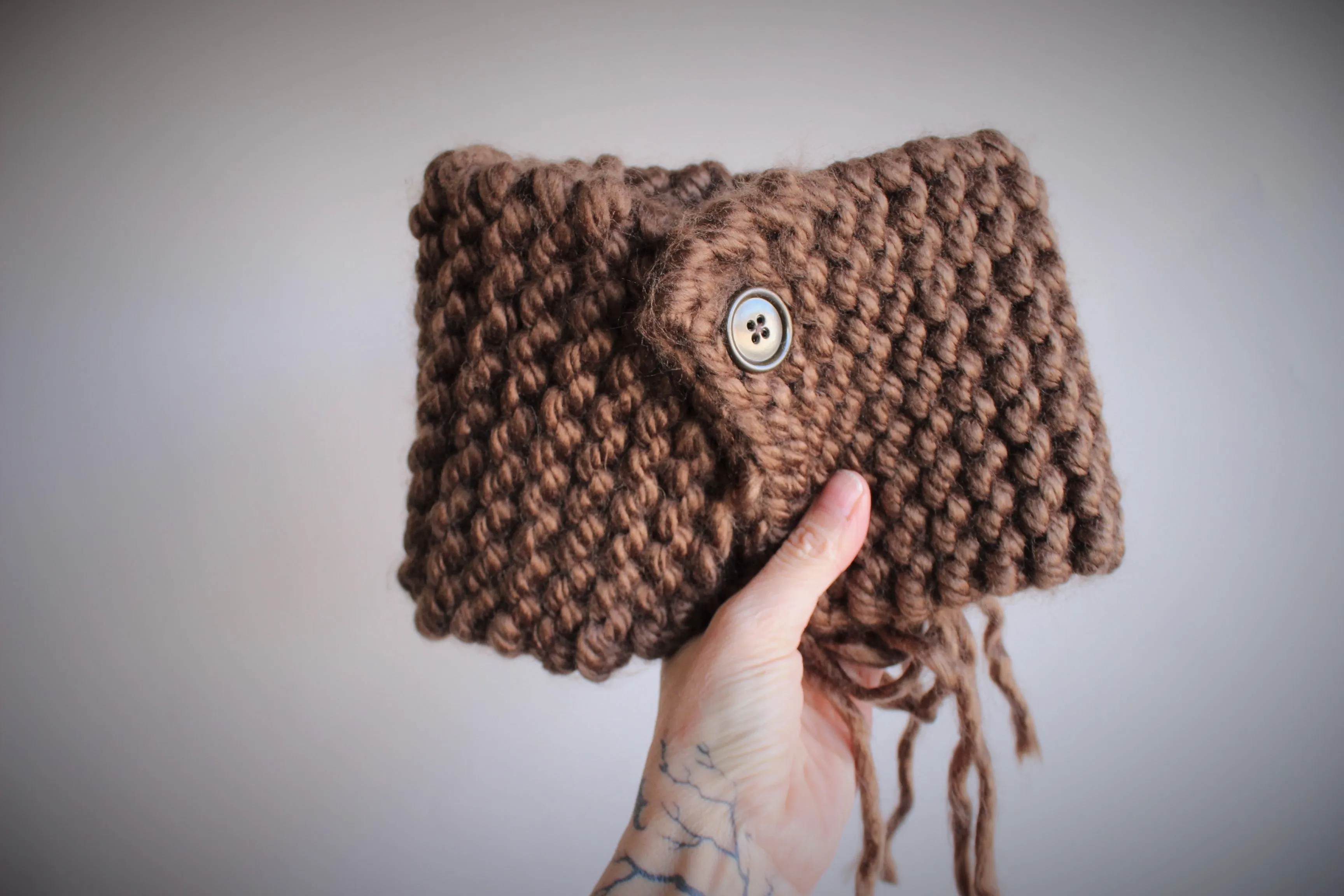 Handknit "Hot Cocoa" Brown  Cowl or Collar Scarf