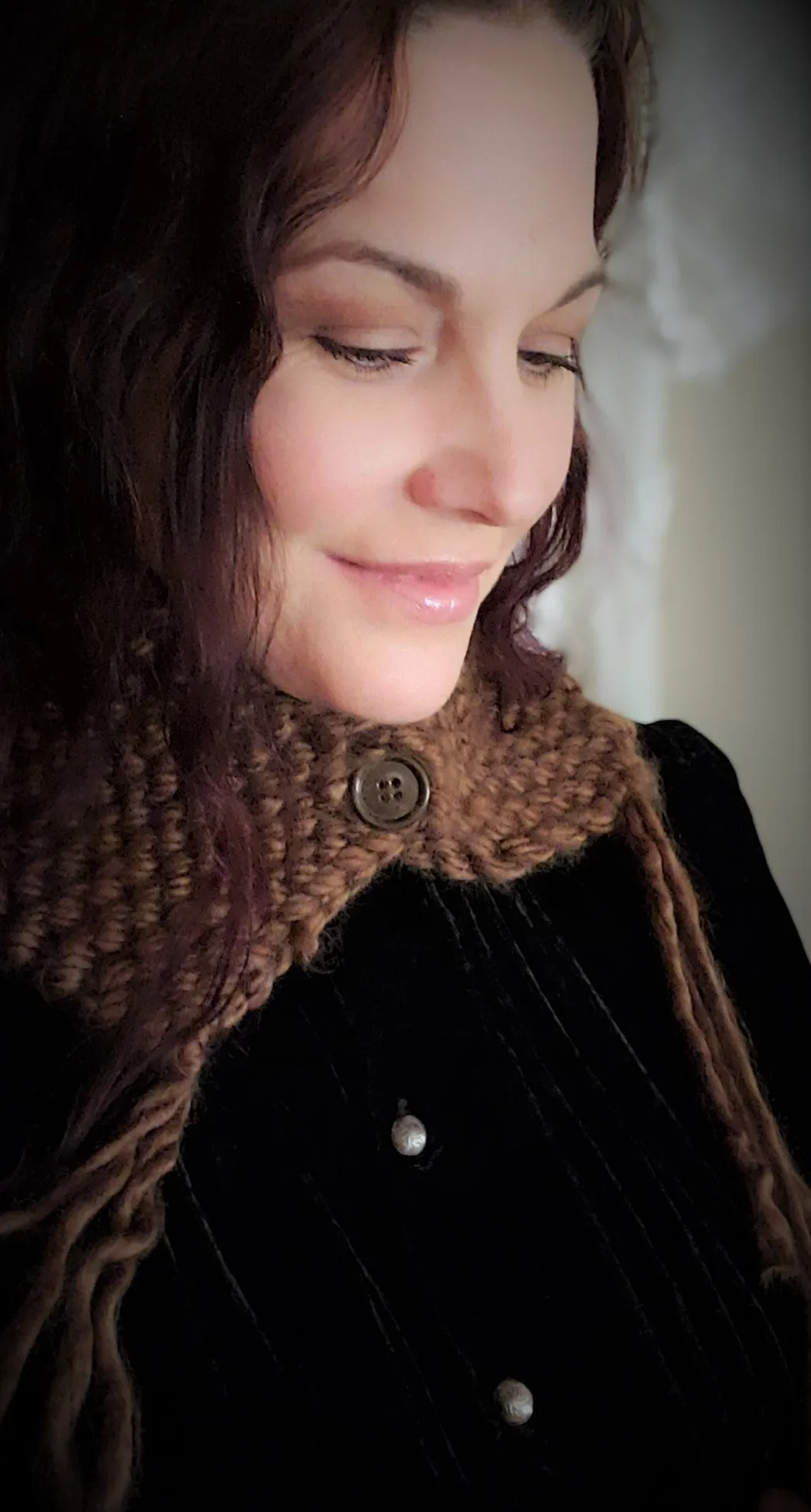 Handknit "Hot Cocoa" Brown  Cowl or Collar Scarf