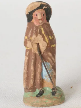 Handmade Antique Terracotta Santon Shepherd Figurine from Provence
