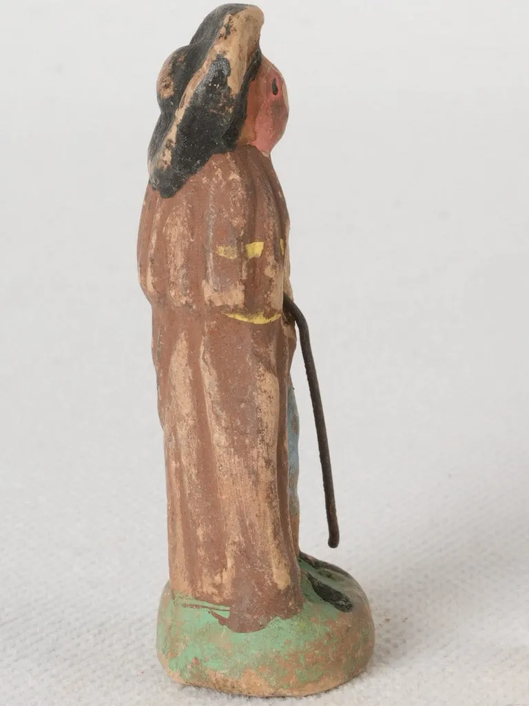 Handmade Antique Terracotta Santon Shepherd Figurine from Provence
