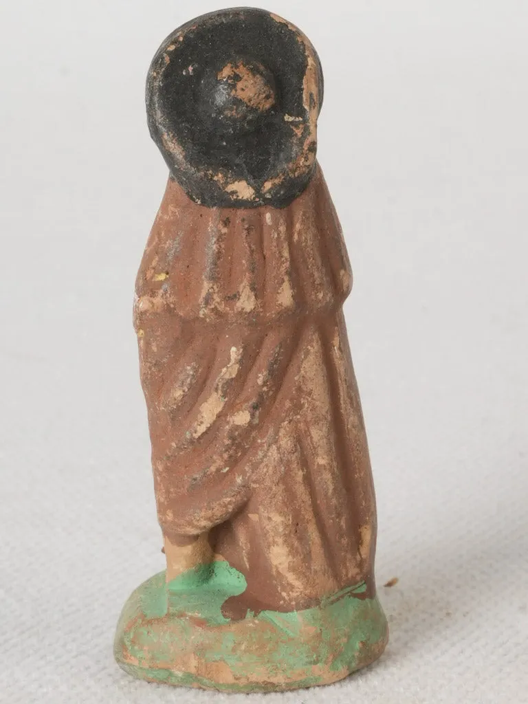 Handmade Antique Terracotta Santon Shepherd Figurine from Provence