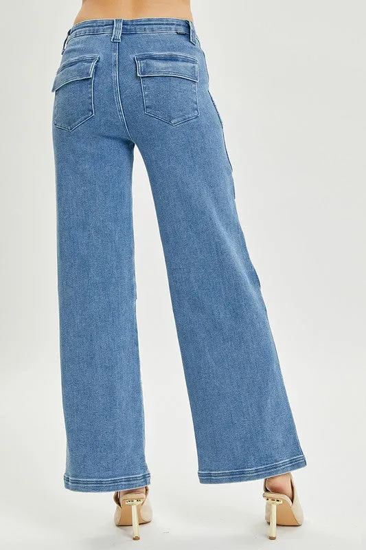 High Rise Straight Cargo Jeans