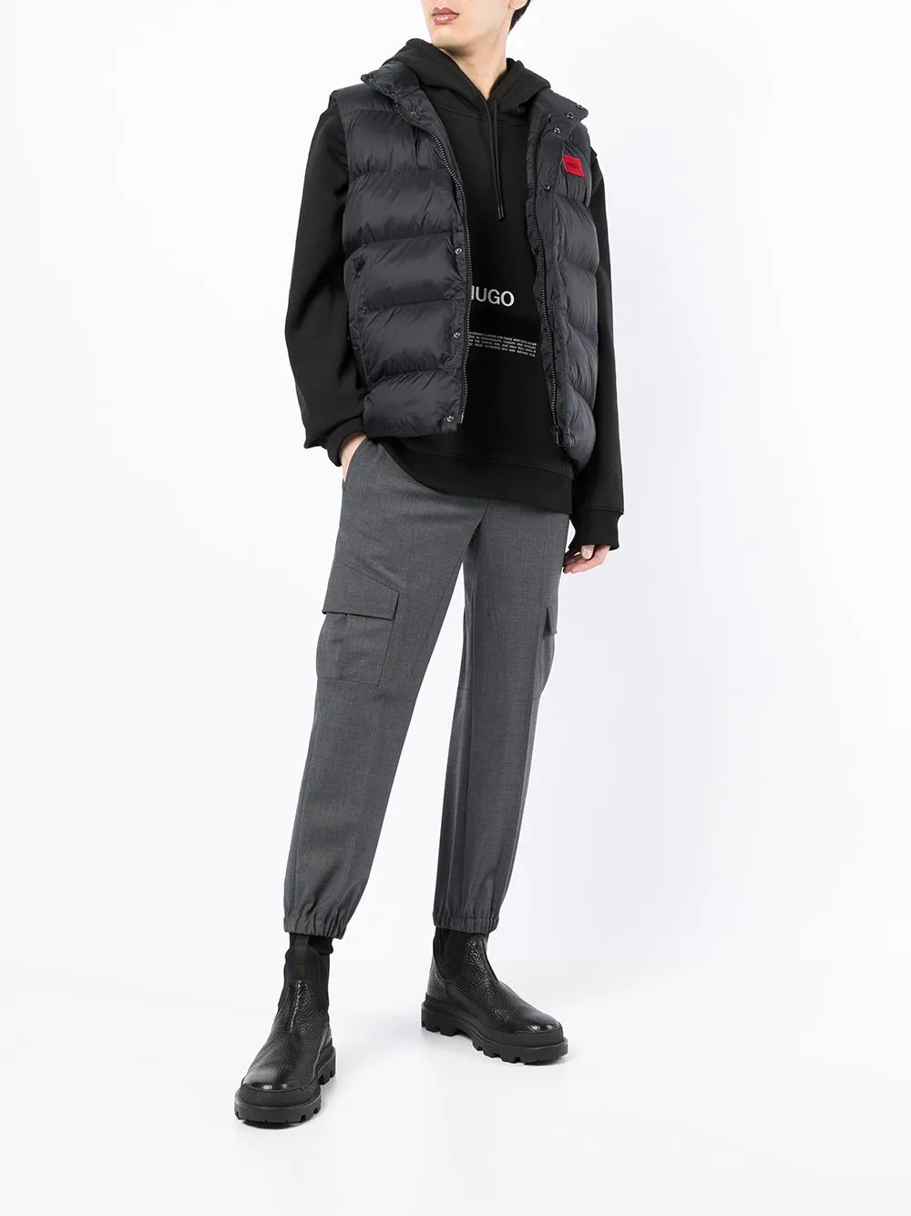 HUGO Logo Puffer Gilet Black
