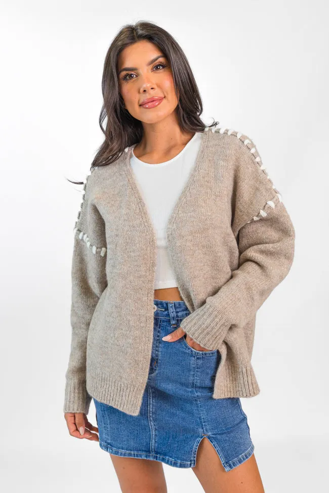 In Our Moment Taupe Stitch Detail Cardigan FINAL SALE