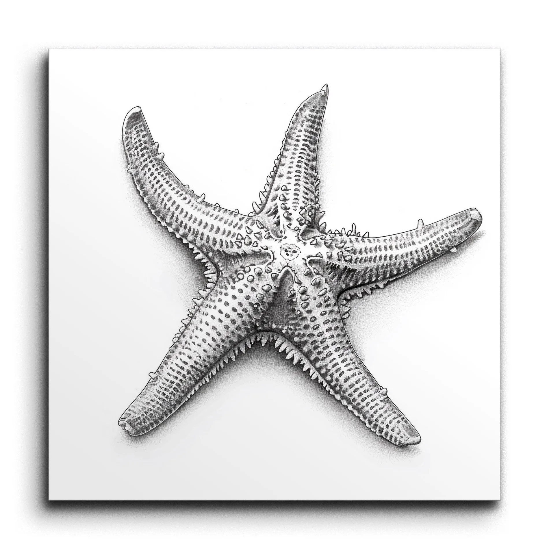 Intricate Starfish: Monochrome Realism Art