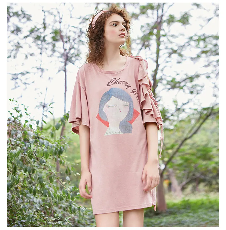 JAM PRINCESS OVERSIZED T SHIRT DRESS WITH CUT OUT SHOULDER DESIGN