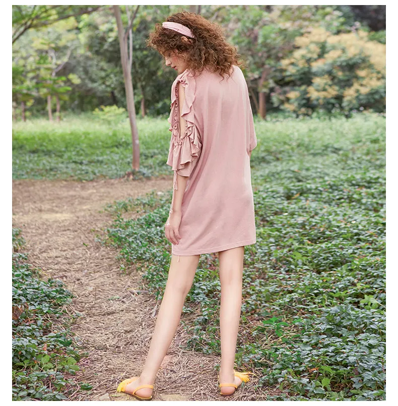 JAM PRINCESS OVERSIZED T SHIRT DRESS WITH CUT OUT SHOULDER DESIGN
