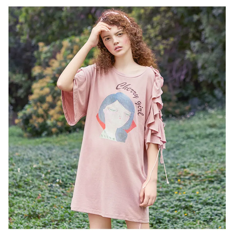 JAM PRINCESS OVERSIZED T SHIRT DRESS WITH CUT OUT SHOULDER DESIGN