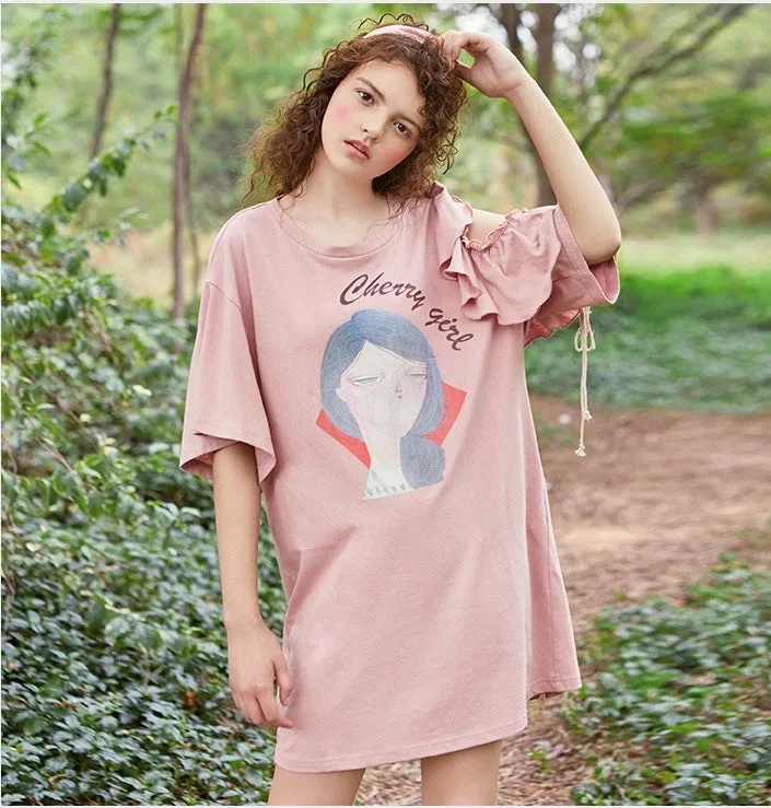 JAM PRINCESS OVERSIZED T SHIRT DRESS WITH CUT OUT SHOULDER DESIGN