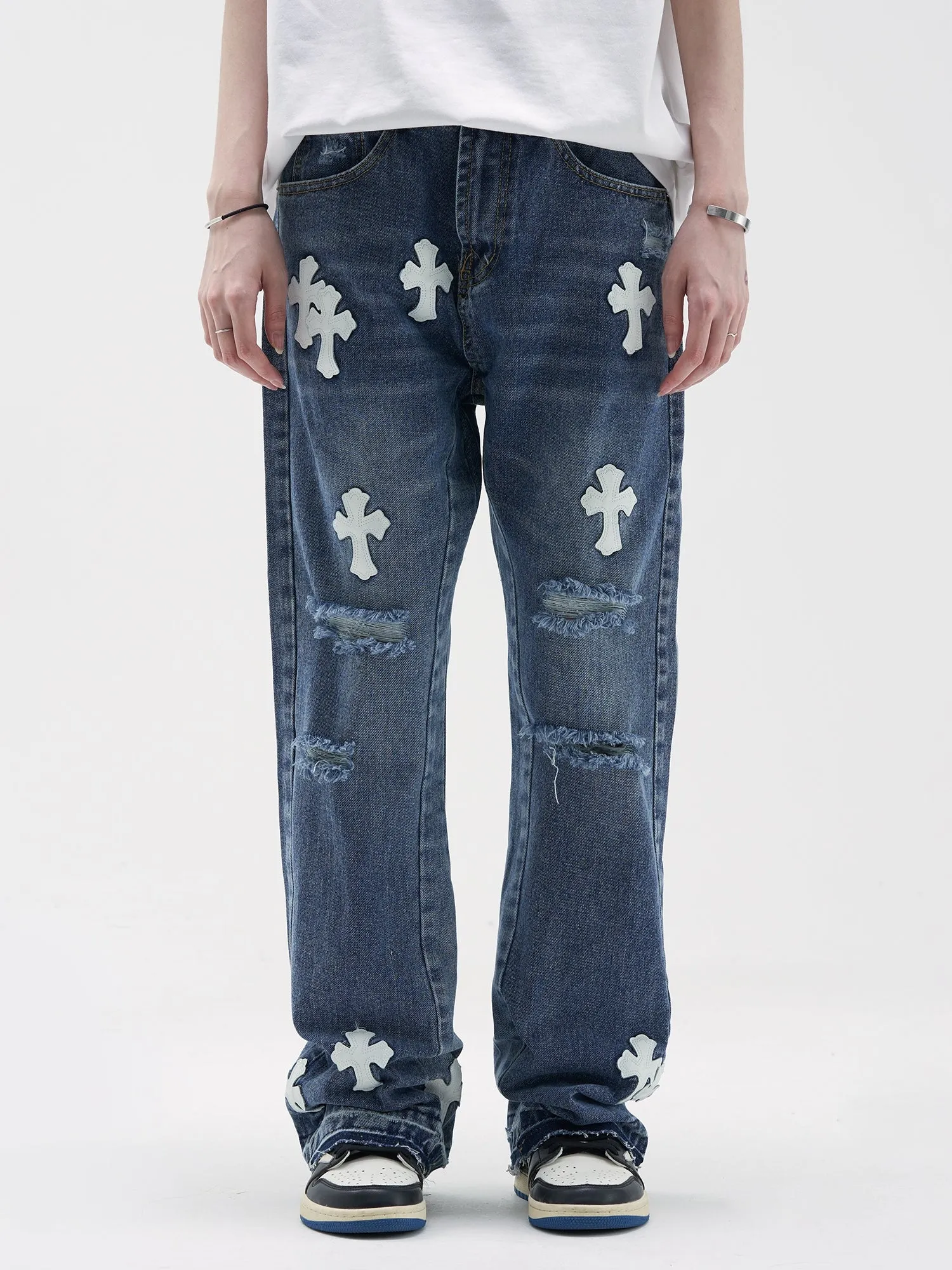 Jumbo | Straight Jeans with Cross Elements
