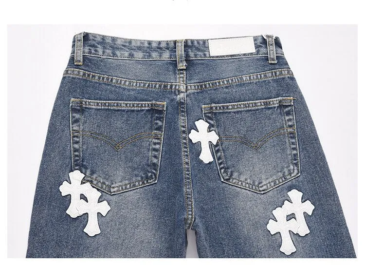 Jumbo | Straight Jeans with Cross Elements