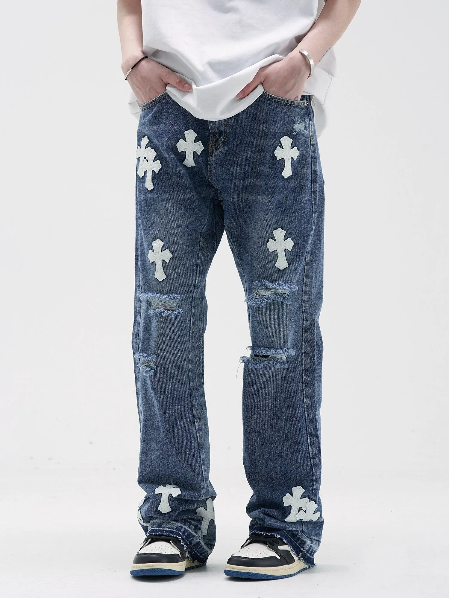 Jumbo | Straight Jeans with Cross Elements