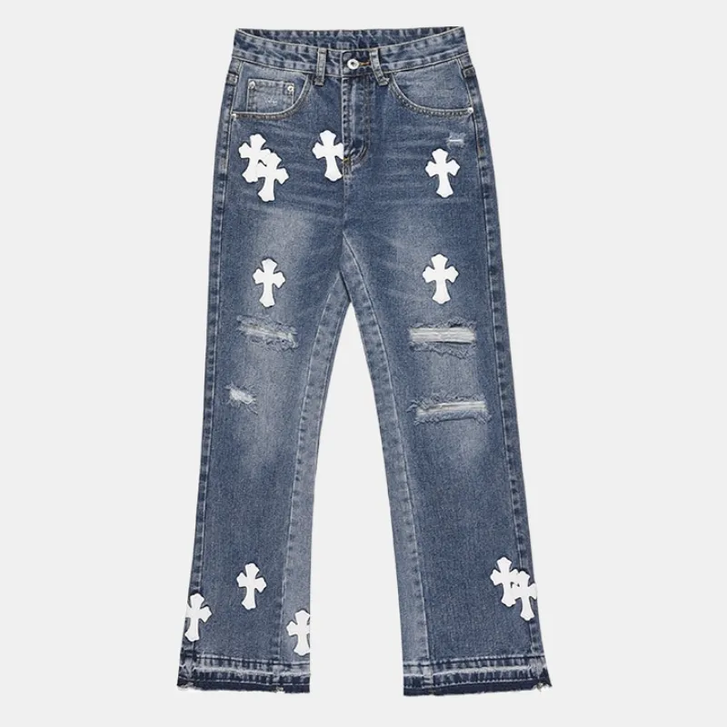 Jumbo | Straight Jeans with Cross Elements
