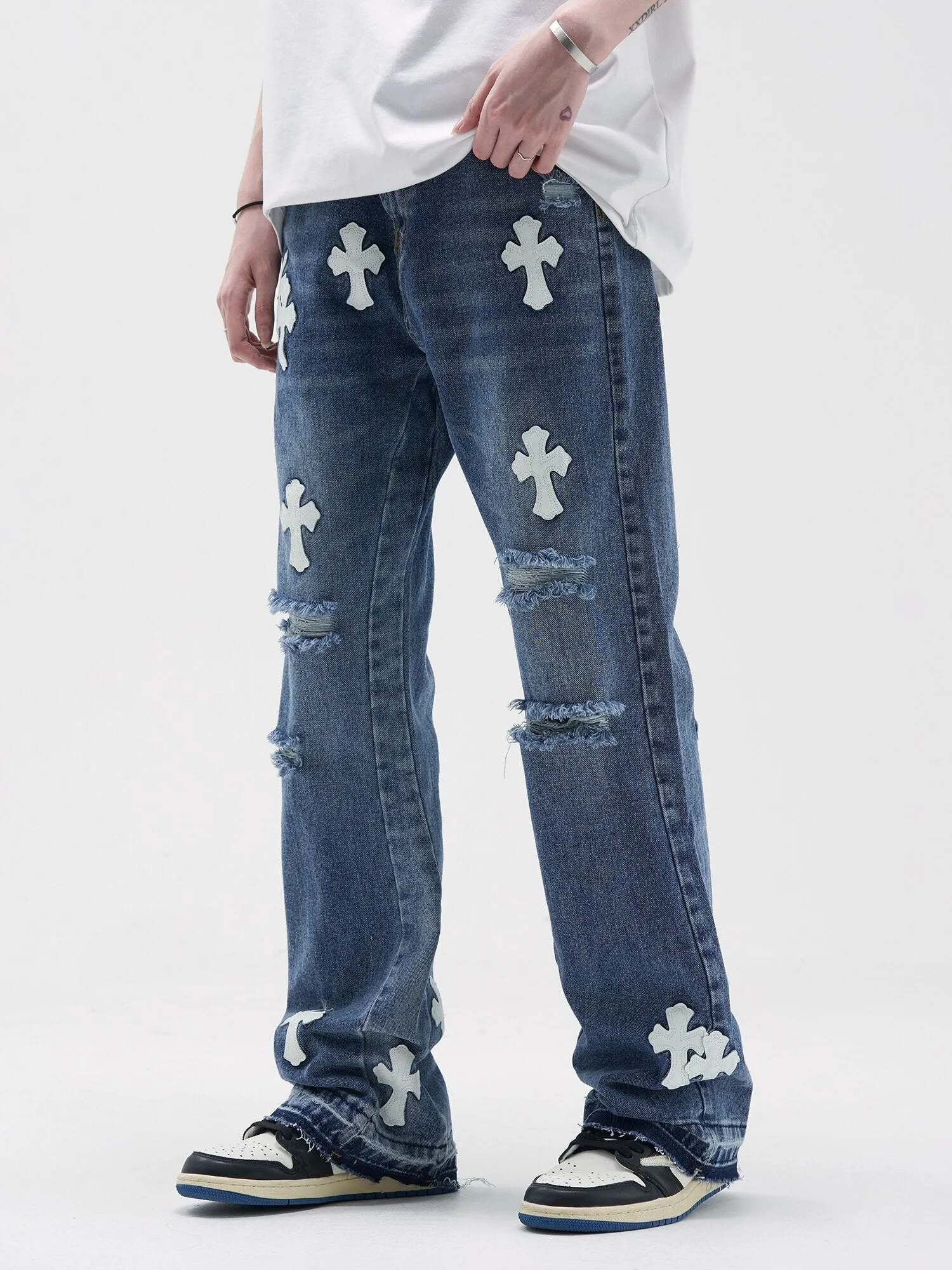 Jumbo | Straight Jeans with Cross Elements