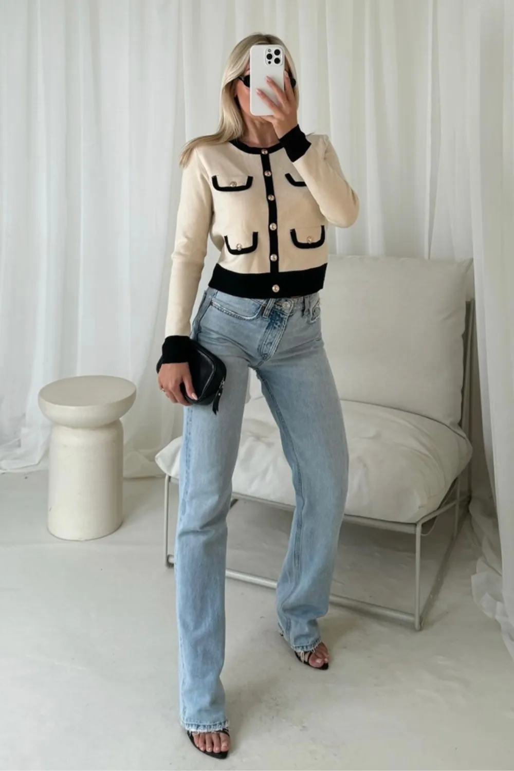Kelly cream button through cardigan