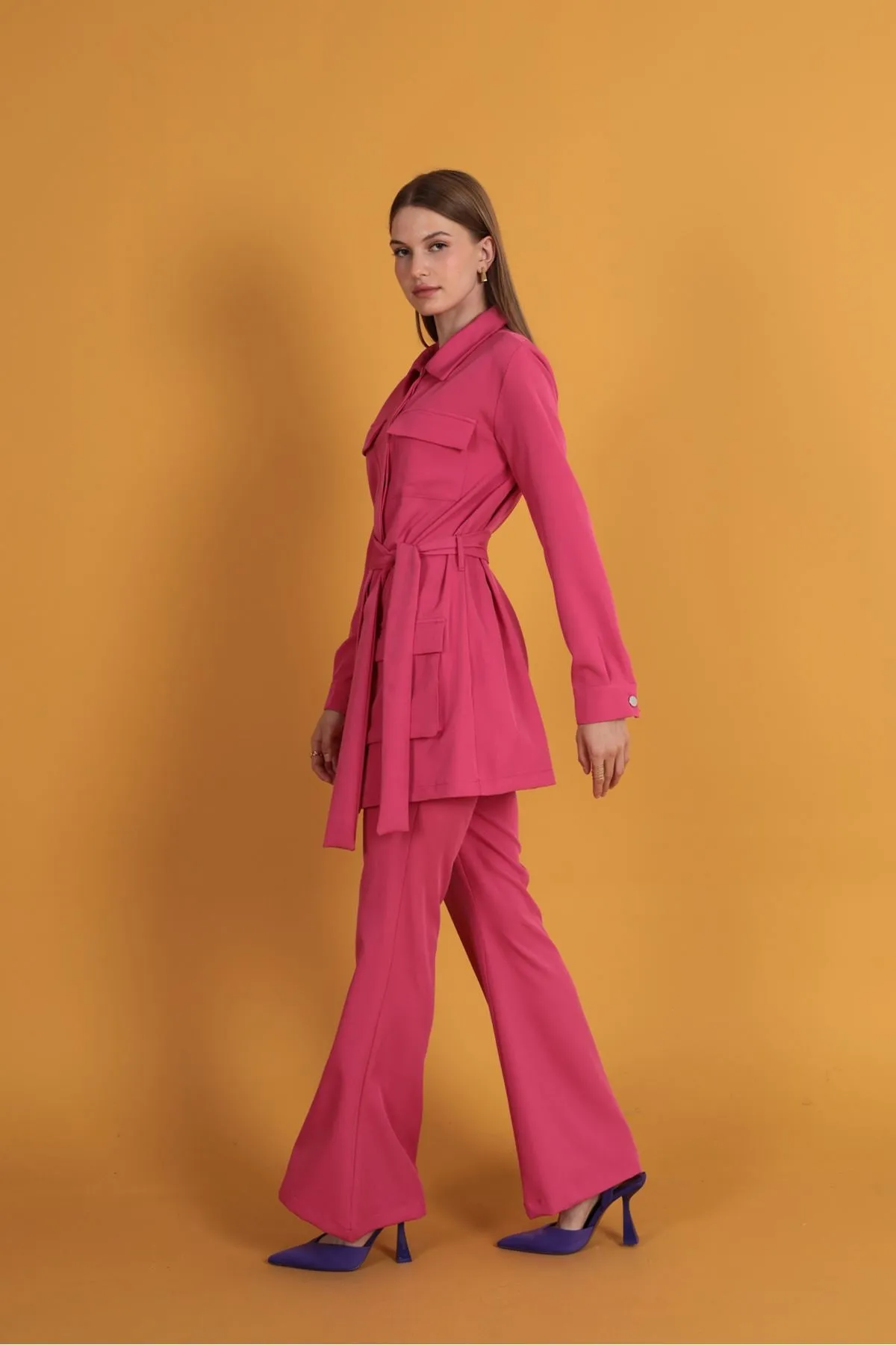 KKT Atlas Fabric Spanish Women's Trousers-Pink - Spring