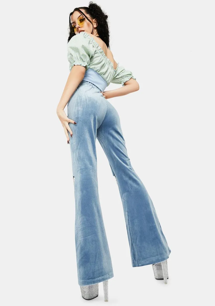Knee Chain Velvet Flare Pants