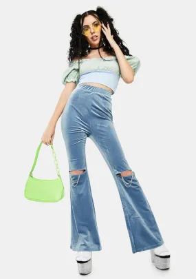 Knee Chain Velvet Flare Pants