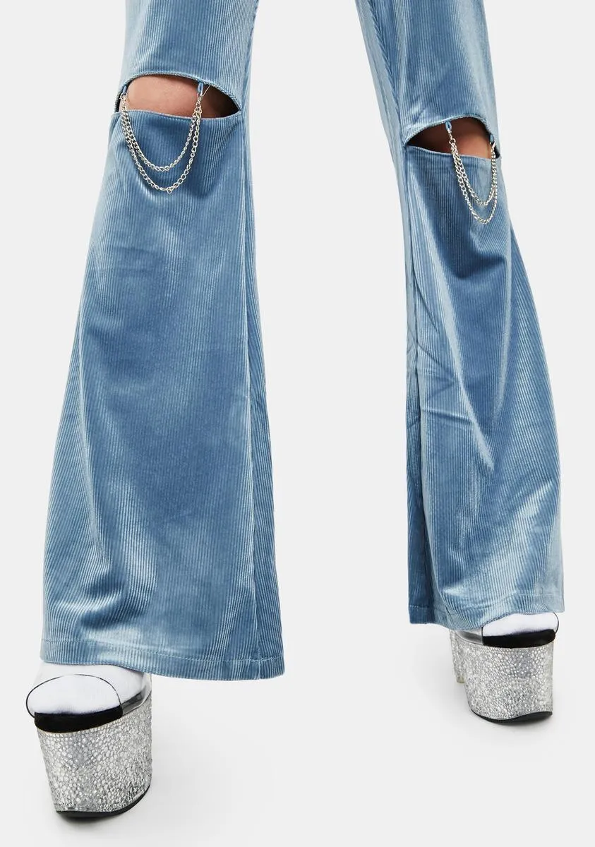 Knee Chain Velvet Flare Pants