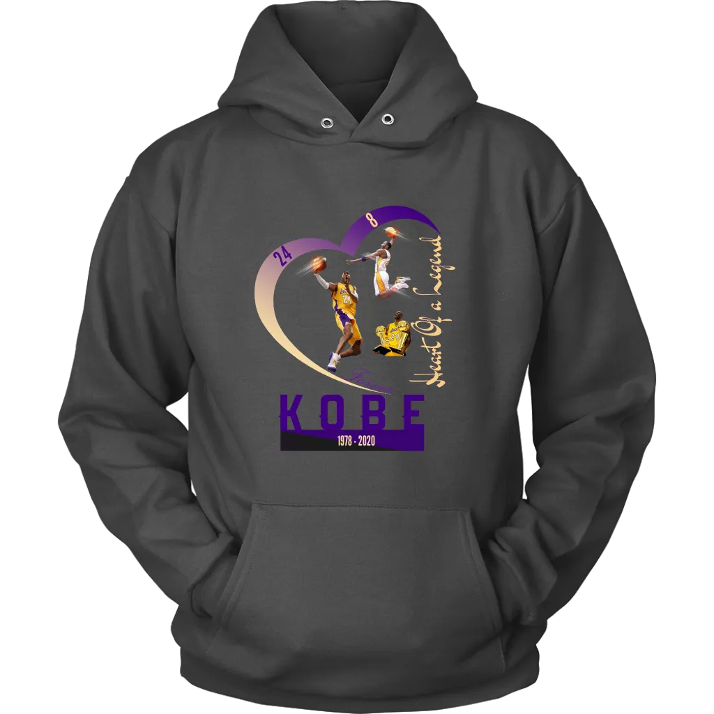 Kobe Fans' Hoodie "Heart Of A Legend" Mens Womens| Nba lakers Kobe bryant Fans' Pullover (12 Colors)