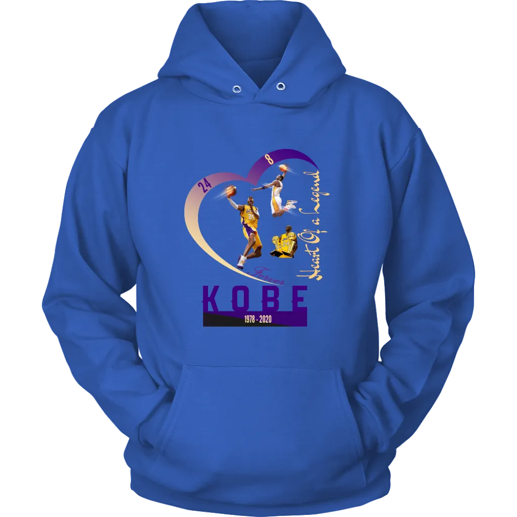 Kobe Fans' Hoodie "Heart Of A Legend" Mens Womens| Nba lakers Kobe bryant Fans' Pullover (12 Colors)