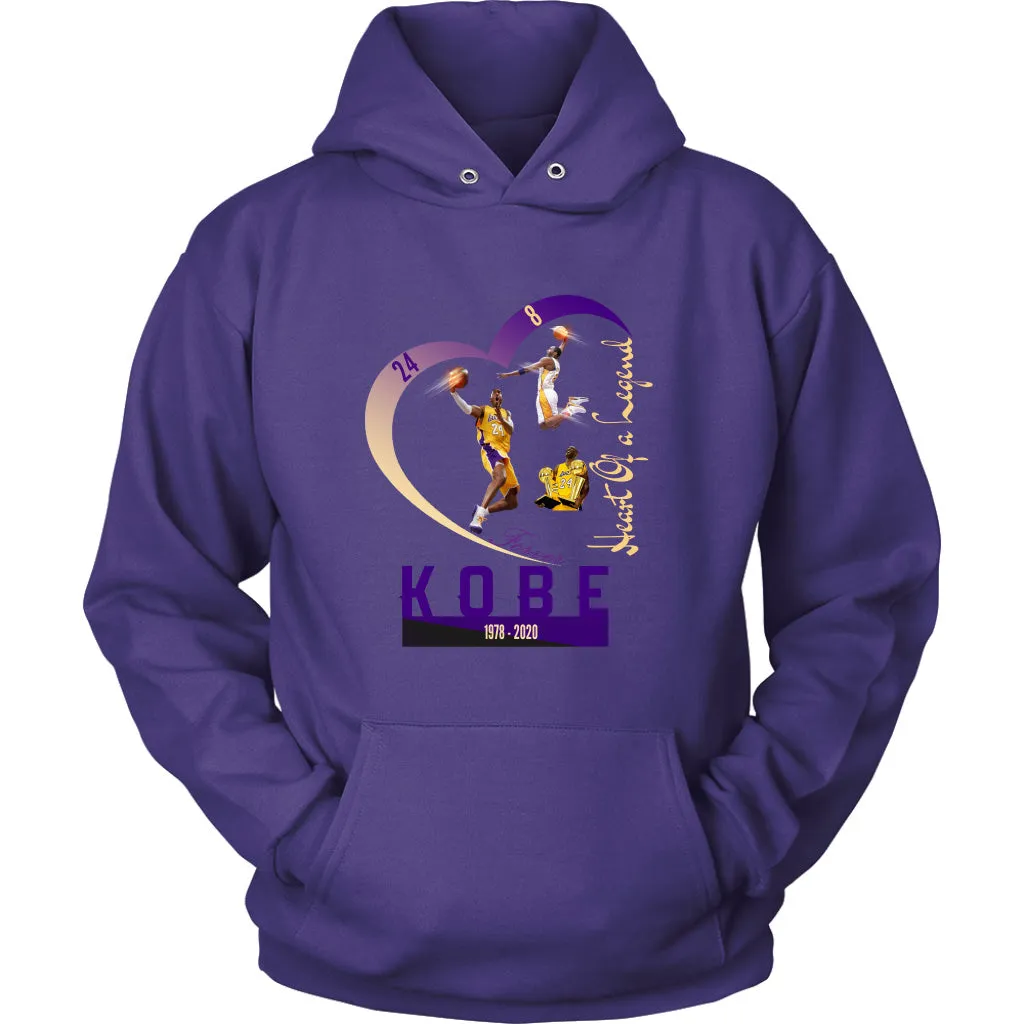 Kobe Fans' Hoodie "Heart Of A Legend" Mens Womens| Nba lakers Kobe bryant Fans' Pullover (12 Colors)