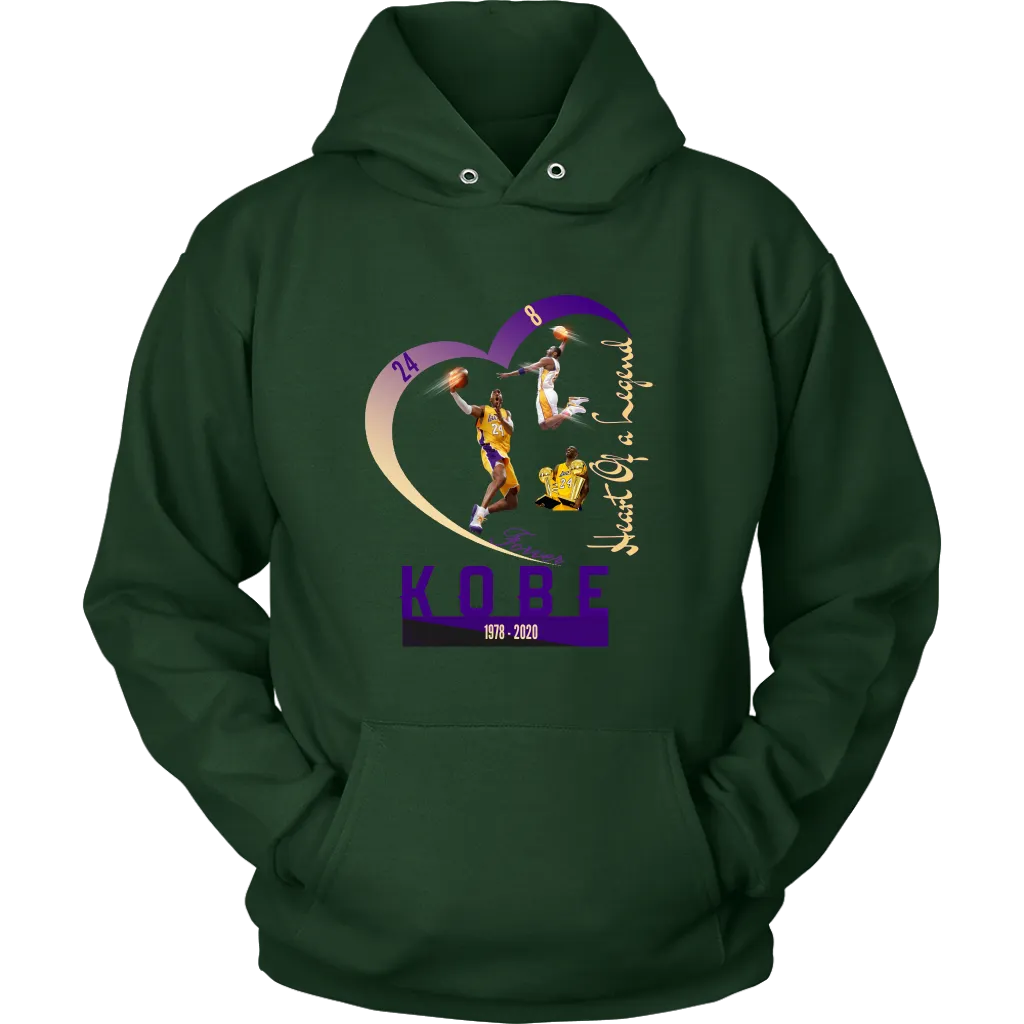 Kobe Fans' Hoodie "Heart Of A Legend" Mens Womens| Nba lakers Kobe bryant Fans' Pullover (12 Colors)