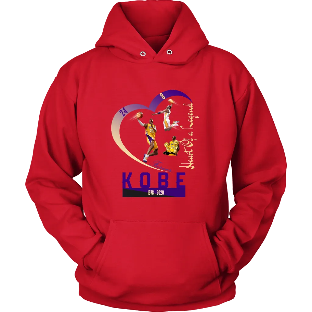 Kobe Fans' Hoodie "Heart Of A Legend" Mens Womens| Nba lakers Kobe bryant Fans' Pullover (12 Colors)